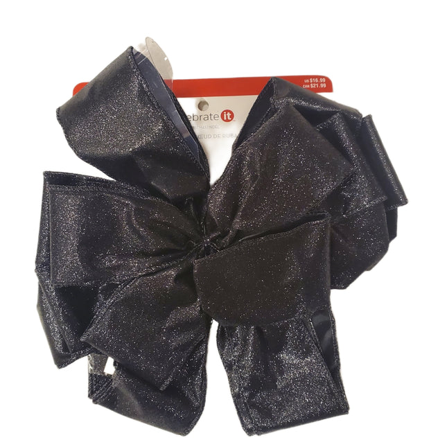 Glistening Black Bow 11x20.5" - Gift Decoration