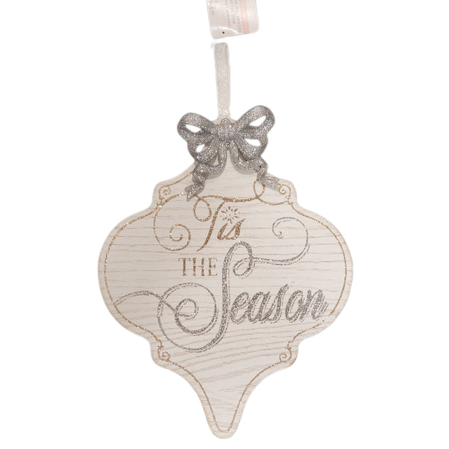 Ashland 12 in x 9 in Gold & Silver Ornament Shaped Tis the Season Christmas Plaque
