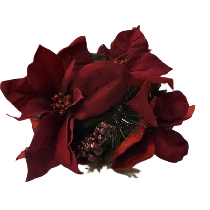 12" Ashland Christmas Poinsettia & Pinecone Spray