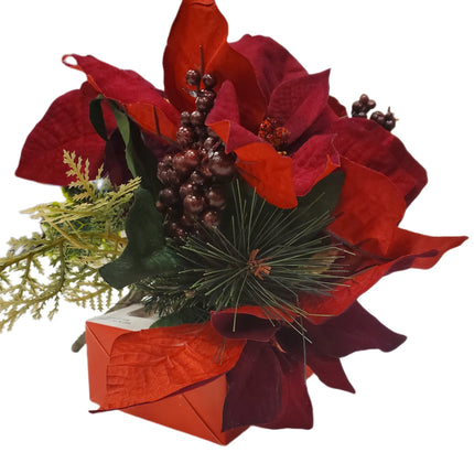 12" Ashland Christmas Poinsettia & Pinecone Spray