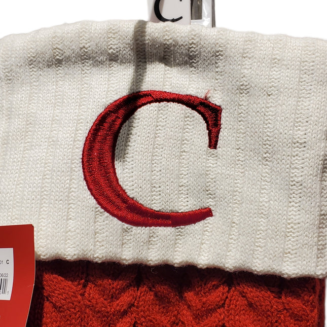 St. Nicholas Cable Knit Stocking 21in – Letter "C" NWT