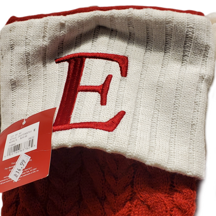 St. Nicholas Cable Knit Stocking – Monogram E NWT