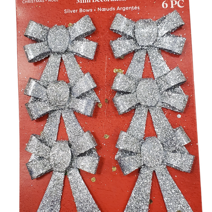 Silver Christmas Mini Bows by Ashland, 6-Pack