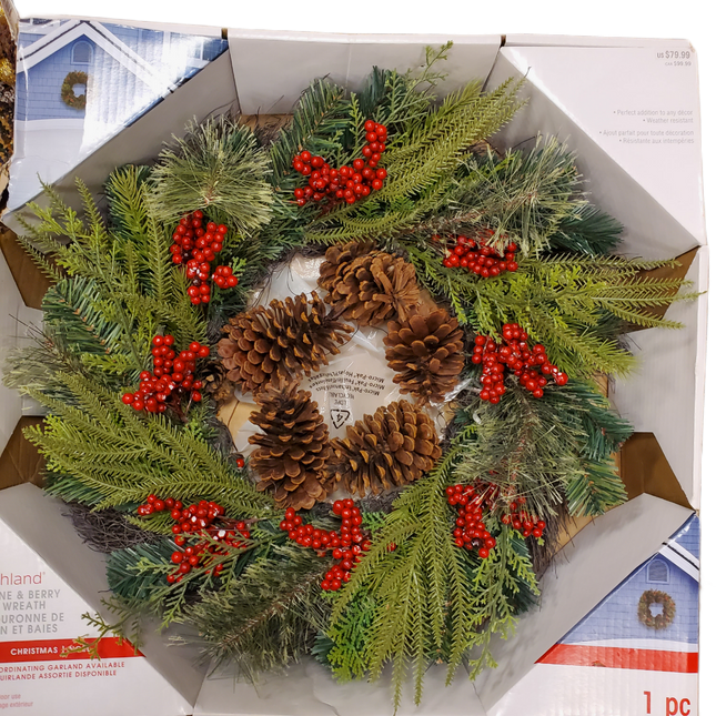 22" Ashland Christmas Wreath with Ornaments & Berries