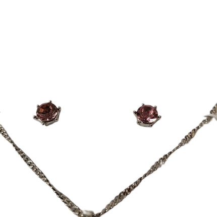 Charter Club "Mom" Silver Pendant & Pink Stone Set