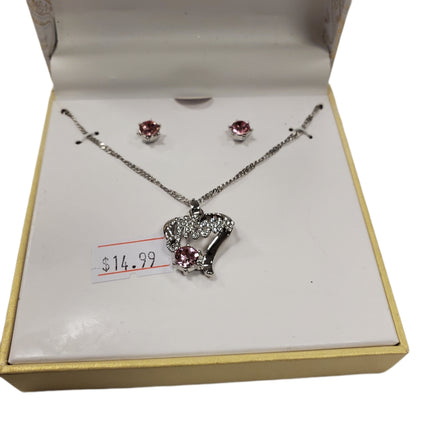 Charter Club "Mom" Silver Pendant & Pink Stone Set
