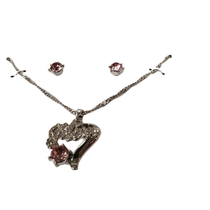Charter Club "Mom" Silver Pendant & Pink Stone Set