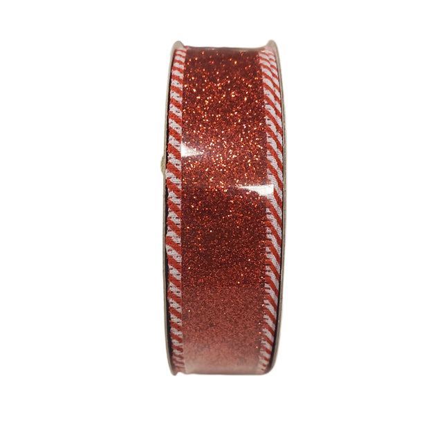 Red Glitter Christmas Ribbon 7/8" x 24ft