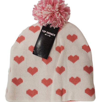 Pink Hearts Cold Weather Beanie - Top Drawer