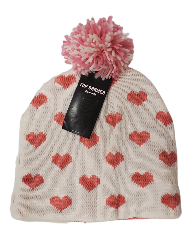 Pink Hearts Cold Weather Beanie - Top Drawer