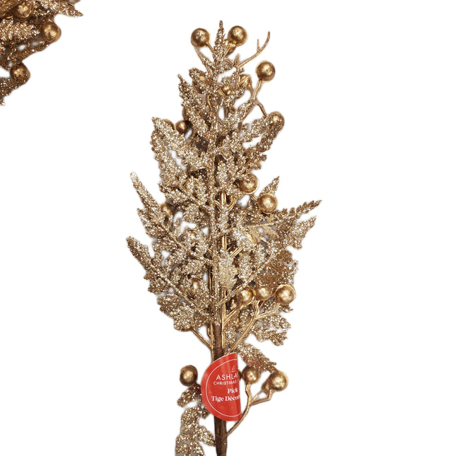 Gold Glitter Christmas Pick/Spray 16" - Ashland