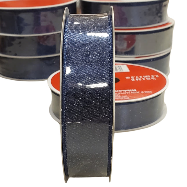 Blue Glitter Christmas Ribbon 7/8" x 24 ft