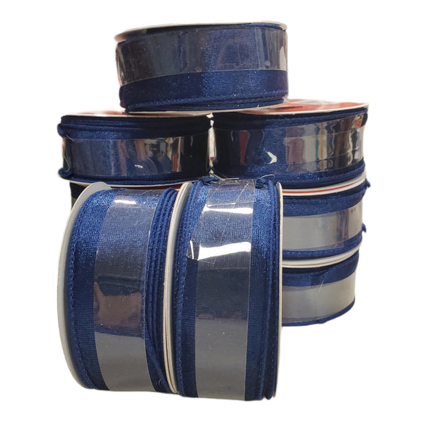 Blue Christmas Ribbon 1.5" x 25ft - Single Roll