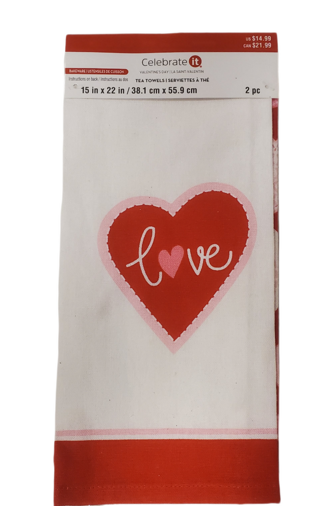 Valentine's Day Tea Towels 15x22 in - 2 Pack