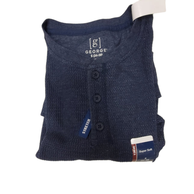 George Super Soft Thermal Henley 3XLT Blue Stretch