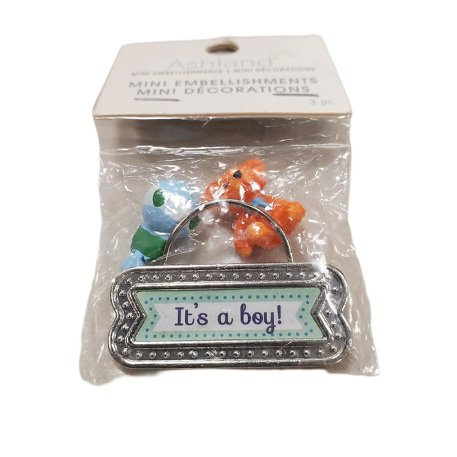 It's a Boy Mini Embellishments 3-Pc Set