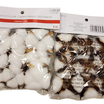 Ashland Christmas Decorative Filler 9pc – White & Brown
