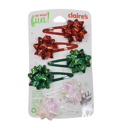 Claire's Let It Glow Hair Clips 4pc – Christmas Bows