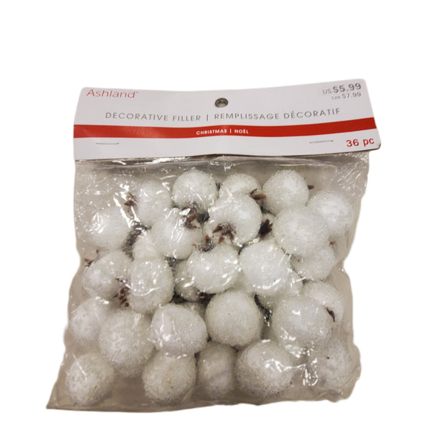 Christmas Decorative Filler, White & Brown, 36pc Set