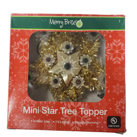 MINI STAR CHRISTMAS TREE TOPPER 11 LIGHTS GOLD