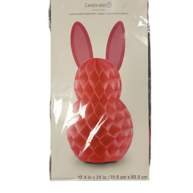Large Dark Pink Honeycomb Bunny Easter Decor