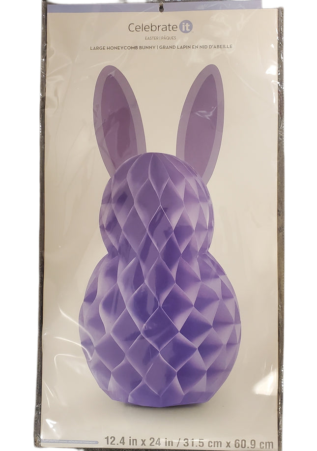 Large Purple Honeycomb Bunny Easter Decor