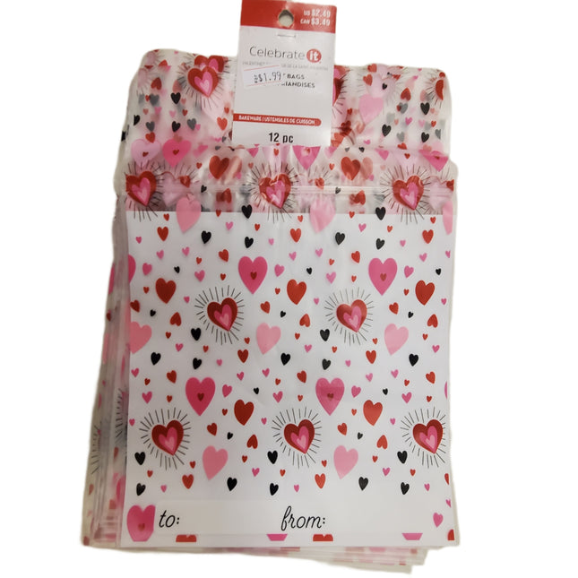 Valentine's Day Resealable Treat Bags 12-Pc
