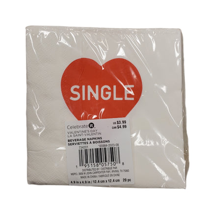 20-pc Valentine's Day Napkins: Single/Taken Design