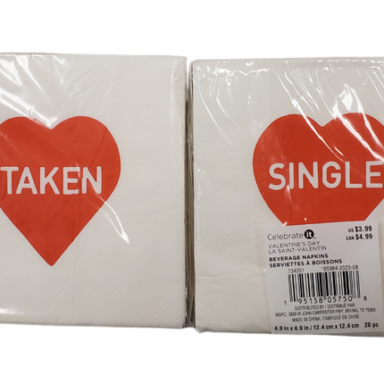 20-pc Valentine's Day Napkins: Single/Taken Design