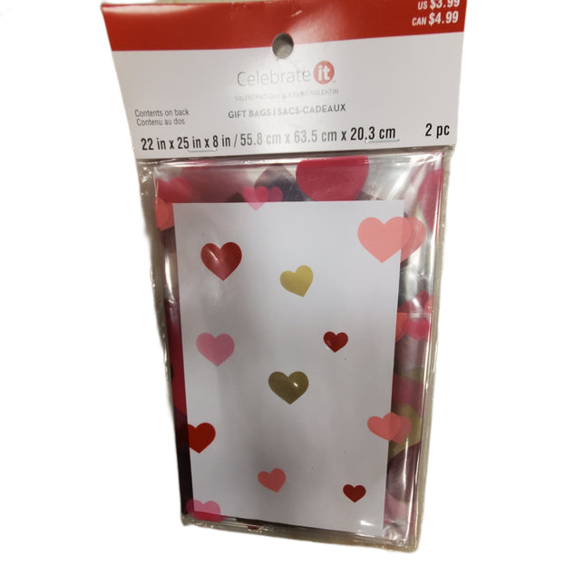 Valentine's Day Large Gift Bags 2-Pack 22x25x8