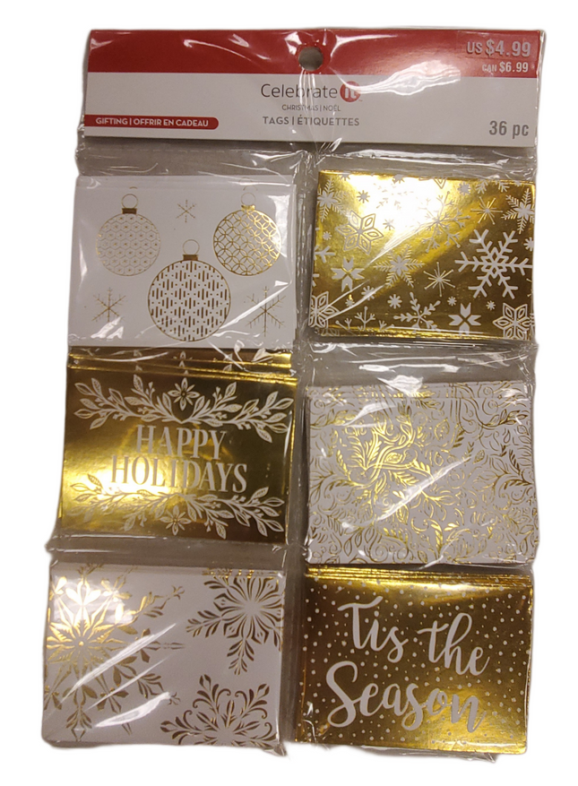 36-pc Gold & White Gift Tags Assortment