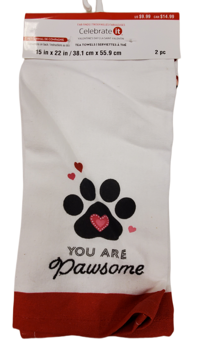 Valentine's Day Cotton Tea Towels, 2-Pack
