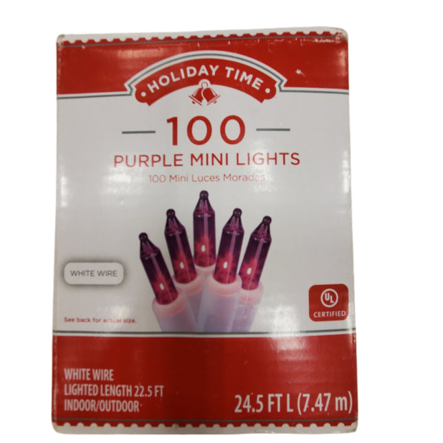 100 Purple Mini Lights, 24.5 Ft, Indoor/Outdoor Use
