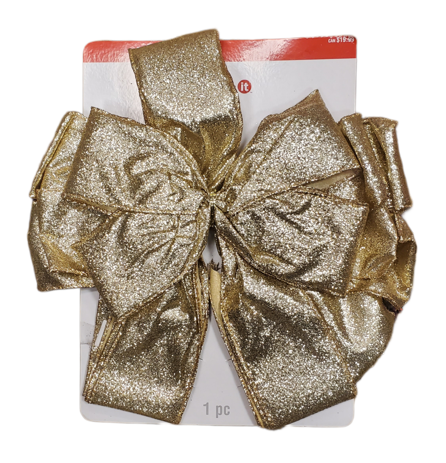 Celebrate It Gold Glitter Large Bow Decor