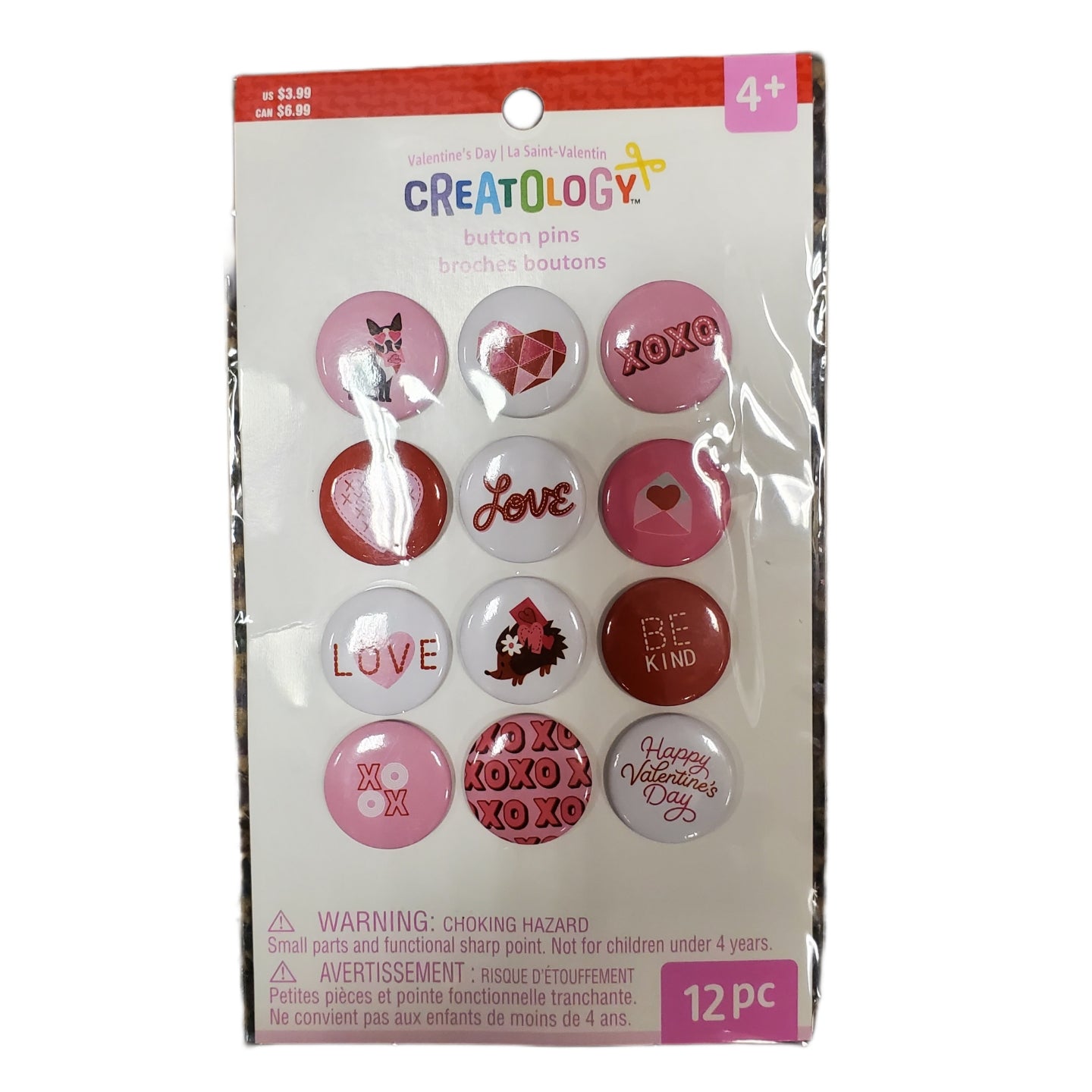 VALENTINE'S DAY BUTTON PINS CREATOLOGY 12-PC