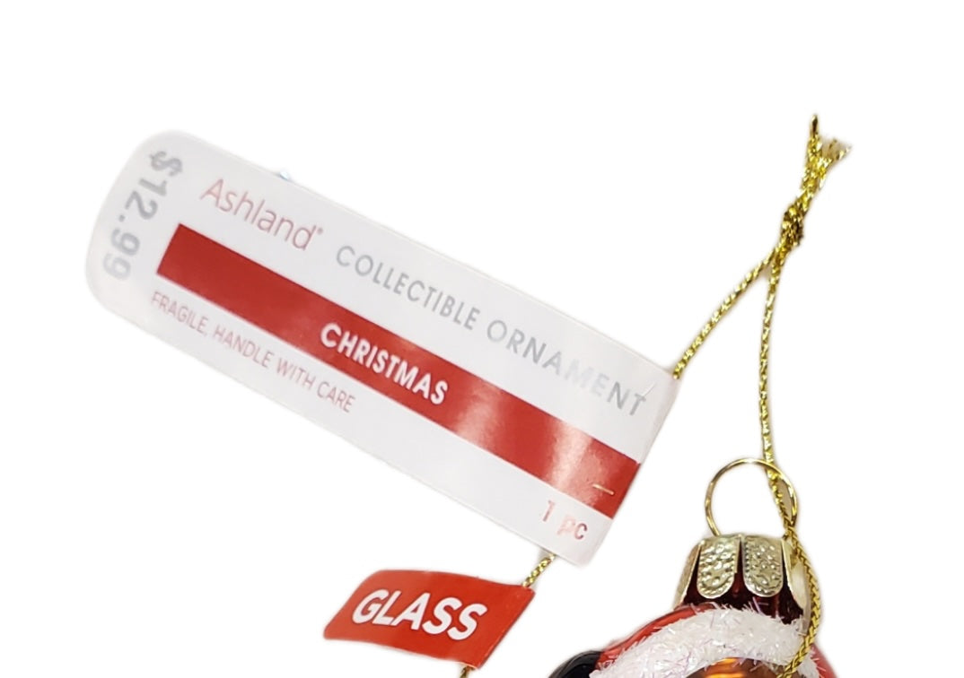 Ashland Glass African Santa and Globe Christmas Ornament Collectible