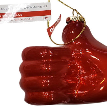 Ashland Glass Santa's Thumbs Up Hand Christmas Ornament Collectible
