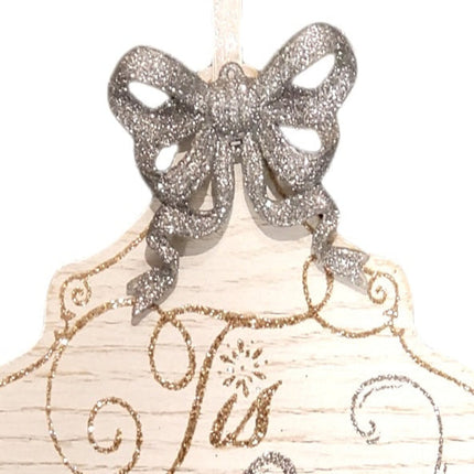 Ashland 12 in x 9 in Gold & Silver Ornament Shaped Tis the Season Christmas Plaque
