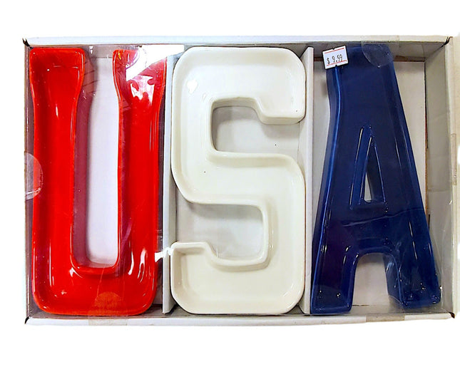Celebrate It Ceramic Snack Trays – USA Red White Blue