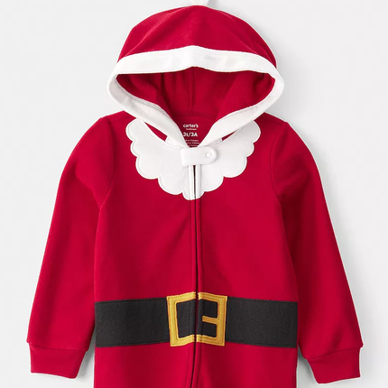 Toddler Carter's Santa Hooded Loose Fit Long-Sleeve One-Piece Pajamas