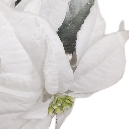 Snowy White Poinsettia 5 Stem Decoration