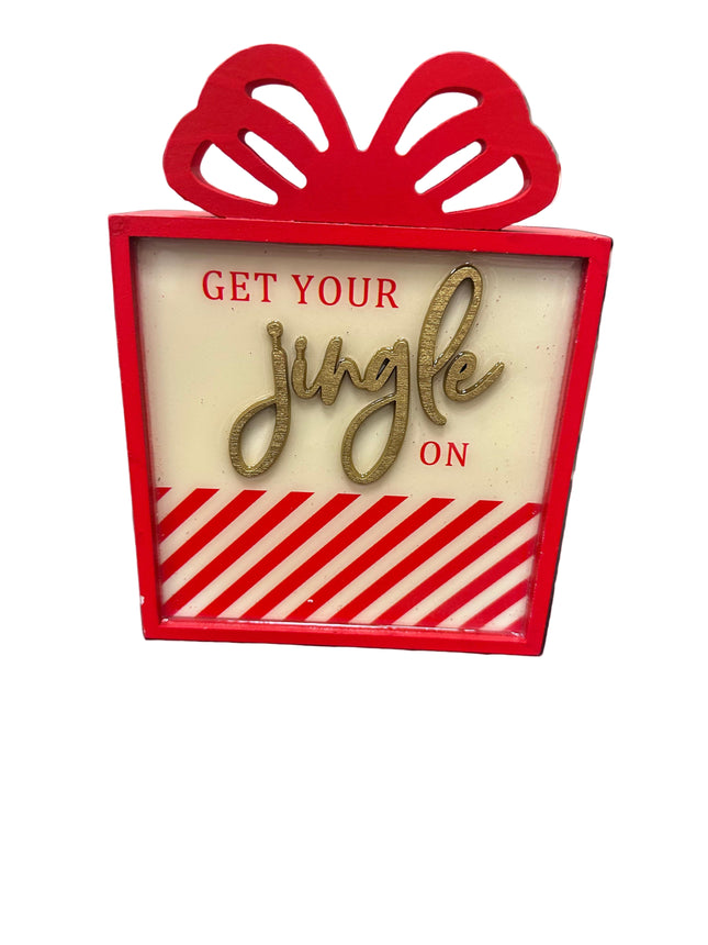 Get Your Jingle On Wooden Table Top Decor 9in