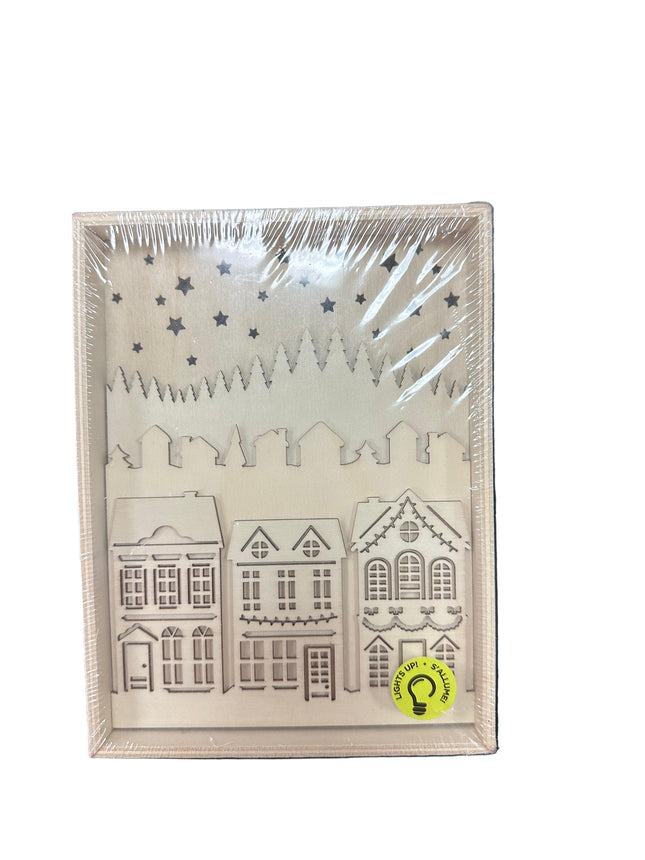 DIY Pre-Lit Paintable Wooden Decor Craft 9in