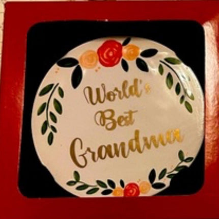 St. Nicholas Square holiday New Christmas ORNAMENT Worlds best Grandma 3in