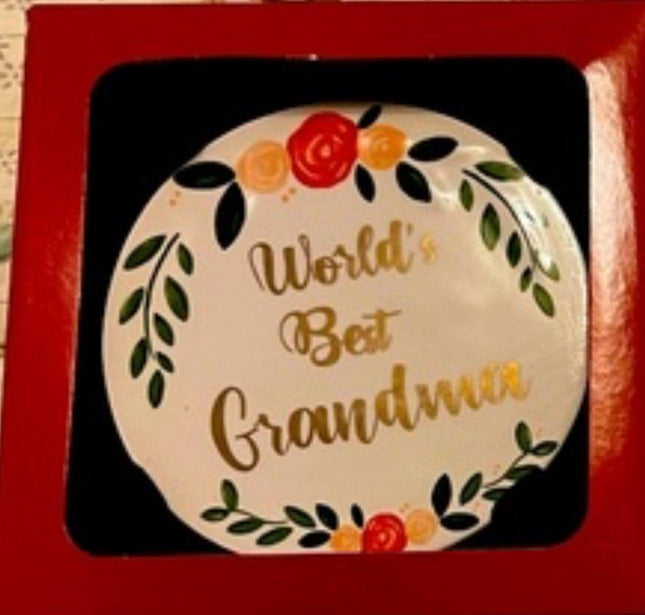 St. Nicholas Square holiday New Christmas ORNAMENT Worlds best Grandma 3in