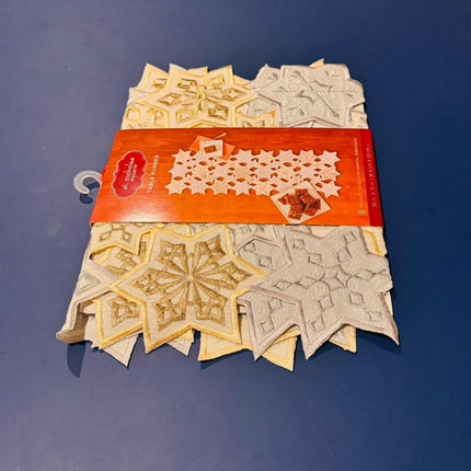 GRANDDECO Christmas Holiday Table Runner with Embroidered Elegant Snowflake Festive Winter Table Topper for Family Xmas Home Kitchen Dinner Party Table (Table Runner 13X36（33X90CM))