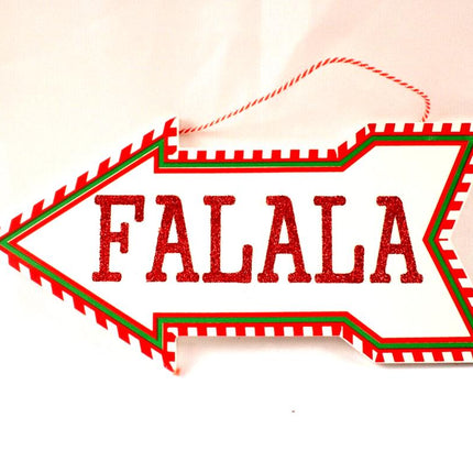 Falala Christmas Decor Sign Arrow with Sparkle NEW 10in