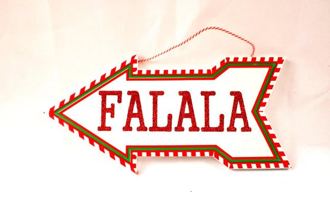 Falala Christmas Decor Sign Arrow with Sparkle NEW 10in