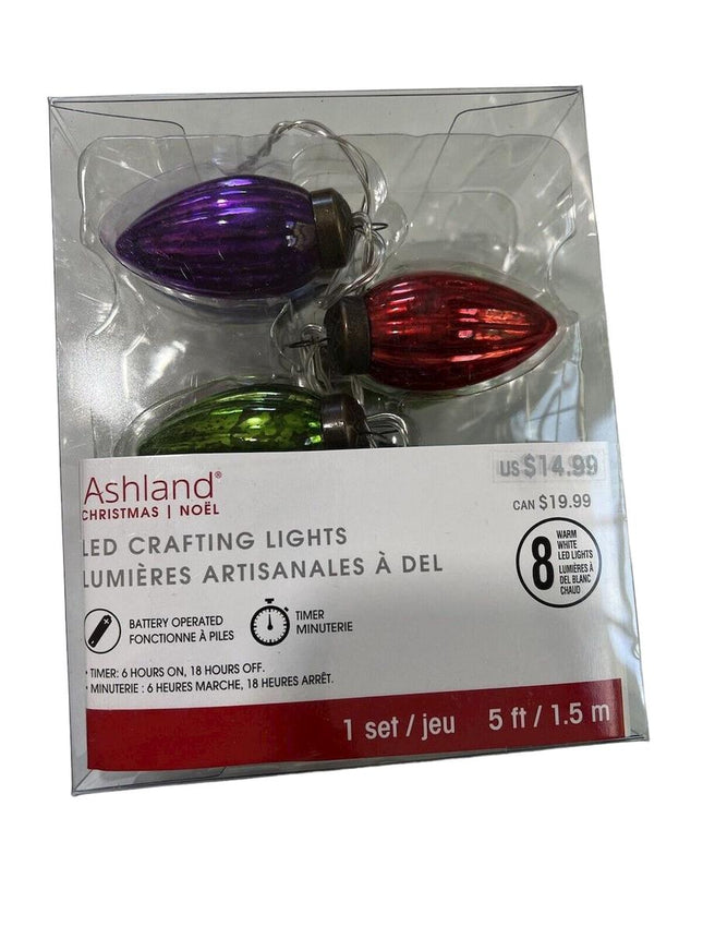 5Ft Ashland LED Crafting lights metalic battery operated Xmas Decor