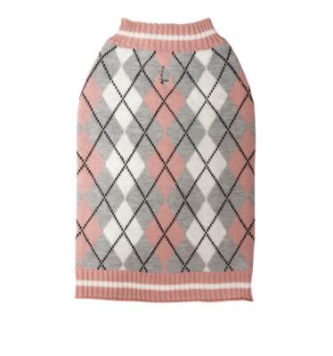 Vibrant Life Pullover Grey Argyle Print Sweater For Pets